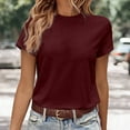 thumbnail image 4 of Women's Fashion Casual T-Shirt Round Neck Short Sleeve Comfortable Versatile Solid Top for Home Commute Everyday Wear, 4 of 6