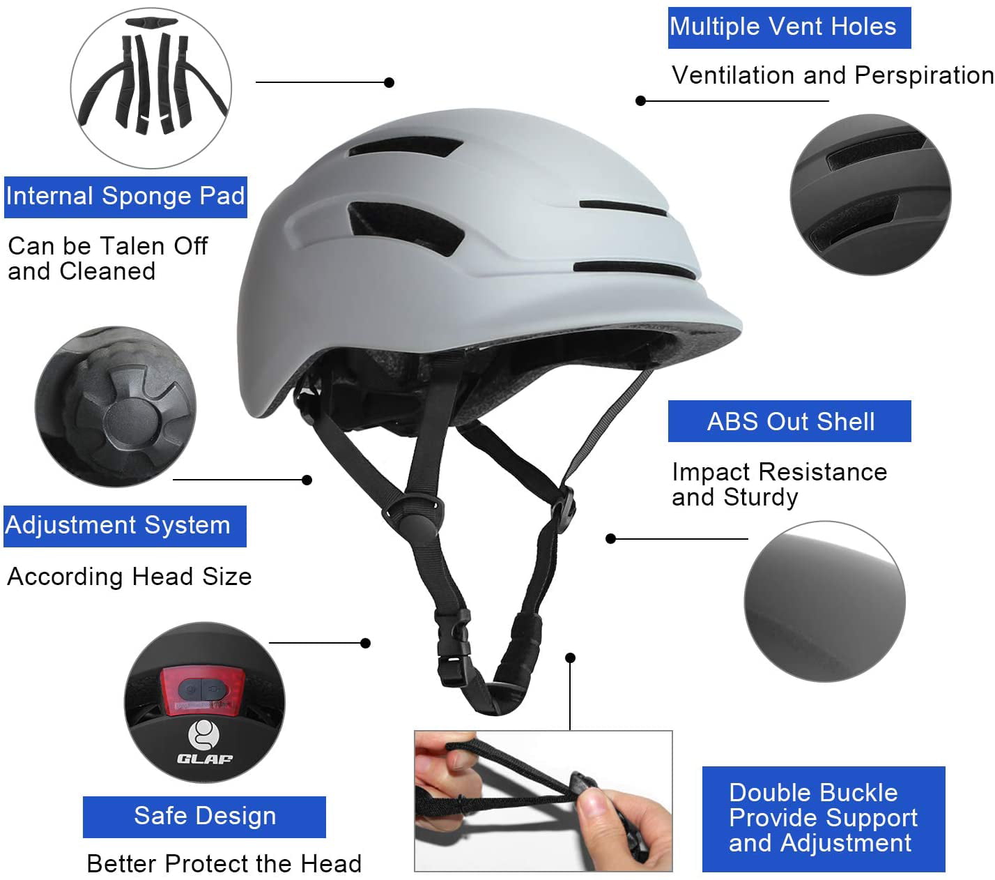 Adult Safety Cycling Bike Helmet with USB Light Rechargeable Lightweight 