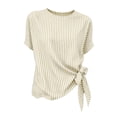 thumbnail image 5 of Annhoo Striped Blouses for Women Crew Neck Side Tie Knot Short Sleeve Top Loose Lightweight Comfy Beach Shirts, 5 of 7