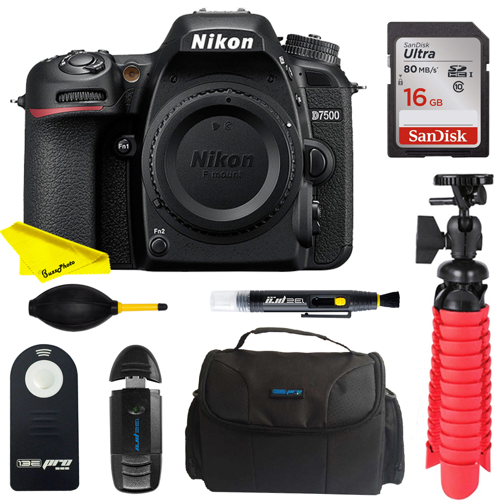 Nikon D7500 DSLR Camera (Body Only) + SD Card + Tripod + BuzzPhoto