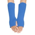 thumbnail image 1 of WEAIXIMIUNG Heating Gloves Women Autumn and Winter Solid Color Multicolor Wool Long Striped Knit Half Finger Gloves, 1 of 4