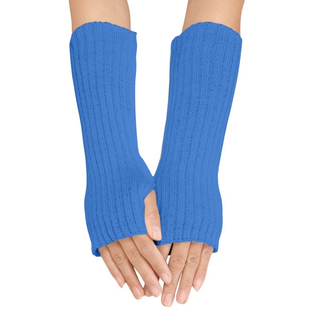 WEAIXIMIUNG Heating Gloves Women Autumn and Winter Solid Color Multicolor Wool Long Striped Knit Half Finger Gloves