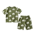 thumbnail image 2 of Gyexs Boys Cotton Shorts Set 2 Piece Summer Clothes Toddler Car Print Cute Outfits Army Green, 7-8 Years, 2 of 4