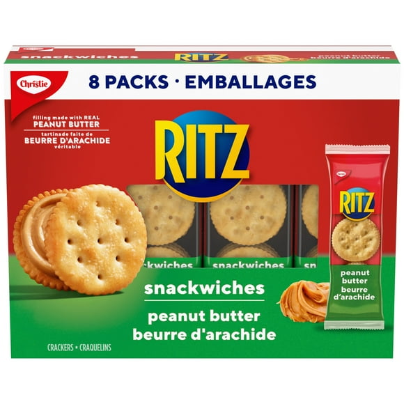 RITZ, Peanut Butter Cracker Snackwiches, Filling Made With Real Peanut Butter, 312 g (Pack of 8)