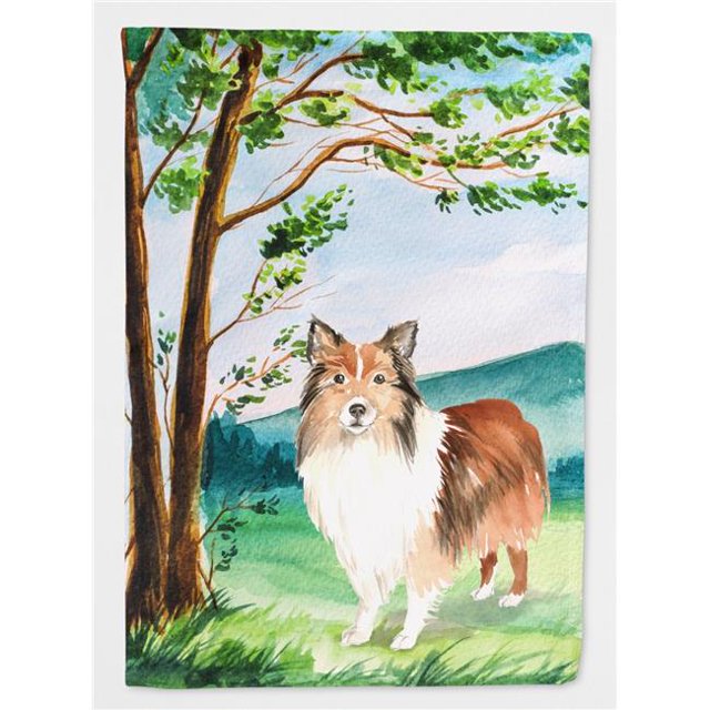 Carolines Treasures CK2558GF Under the Tree Sheltie Garden Size Flag