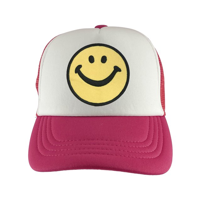 Gravity Threads Smile Adjustable Trucker Hat - Pink/White