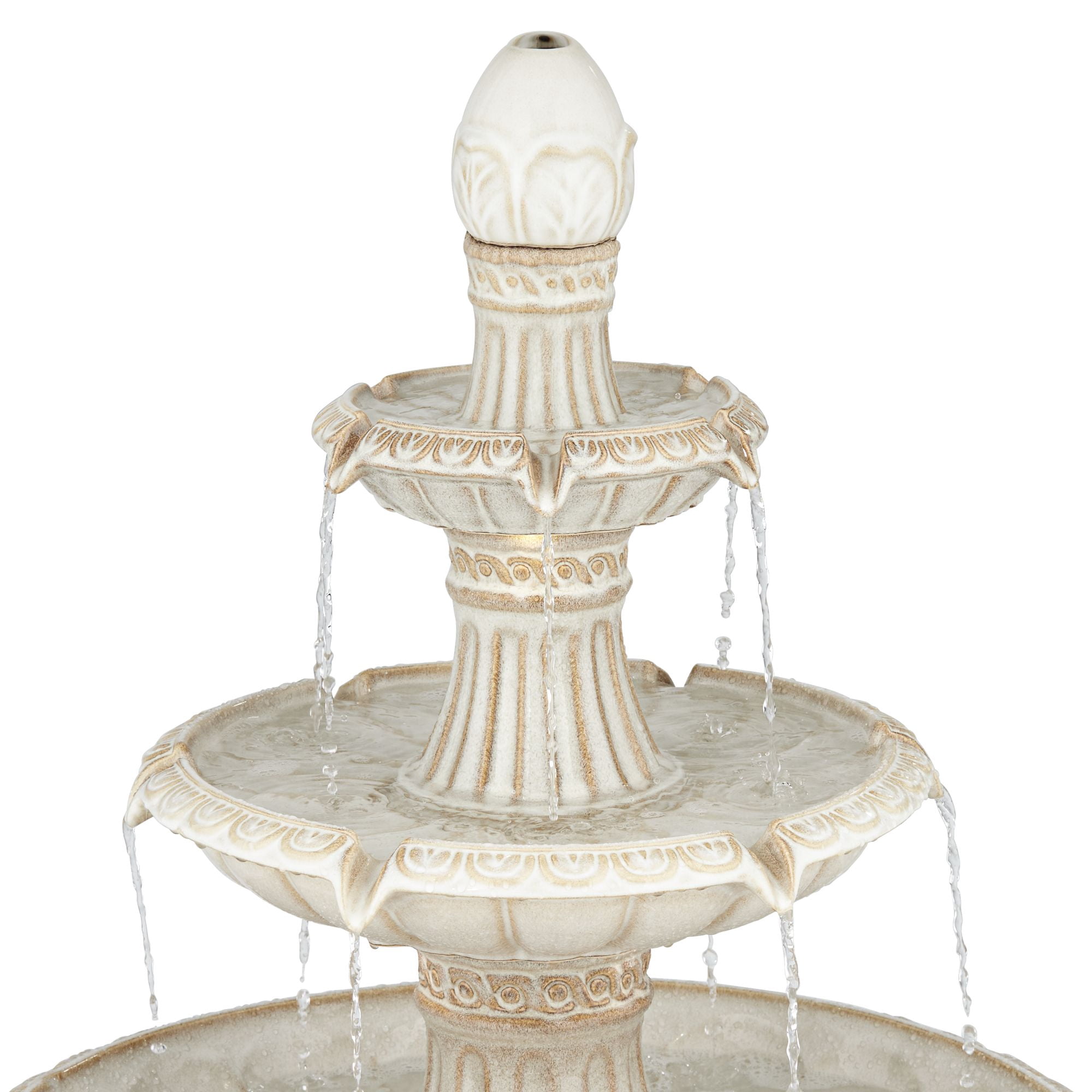 Formentera 45 1/4" High Large Italian Outdoor Decor Off-White Ceramic Floor Fountain with Light LED 3-Tier