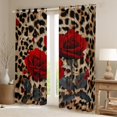 thumbnail image 2 of jejeloiu Leopard Blackout Curtain Set of 2,Red Rose Valentine,52x84 Inch, 2 of 6