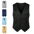 thumbnail image 6 of Men Waistcoat Solid Color Single-breasted V Neck Sleeveless Spring Vest for Work, 6 of 7