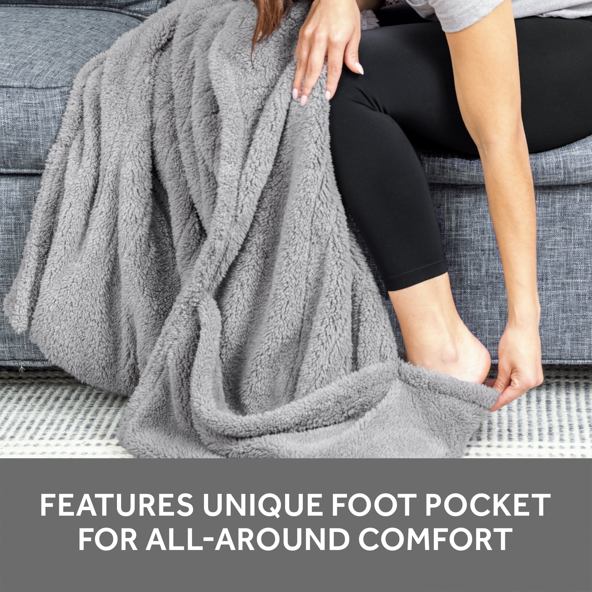 Sunbeam heated throw with best sale foot pocket