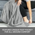 thumbnail image 3 of Sunbeam Ultimate Grey Lofttec Foot Pocket Electric Heated Throw, 50" x 60", 3 Heat Settings, Fast Heating, Warming Throws with Auto-Shut Off, Machine Washable, 3 of 8