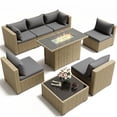 thumbnail image 2 of POTEBAN Outdoor Patio Furniture Set with Fire Pit Table, 8 Piece Outdoor Sectional Sofas, All-Weather Wicker Patio Conversation Set for Garden, Gray, 2 of 9
