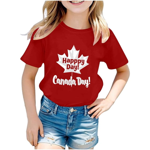 Économies d'Été! SROBPTY T-Shirts à Manches Courtes pour Tout-Petits, T-Shirts pour Enfants T-Shirt Graphique à Manches Courtes Col Rond Crop Top pour Filles et Garçons de 3 à 14 Ans T-Shirt Rouge, 9 Ans