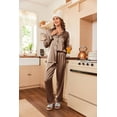 thumbnail image 3 of Ekouaer Women's Classic Button Down Long Satin Silk Pajama Set, 3 of 6