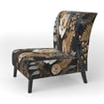thumbnail image 3 of Designart "Ferns Copper gracefulness I" Gold Ferns Upholstered Accent Chair - Modern Arm Chair For Bedroom, 3 of 5