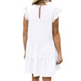 thumbnail image 3 of STARVNC Women Solid Color Crew Neck Ruffled Short Sleeve Dress, 3 of 5
