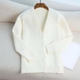 thumbnail image 7 of Ladies' Casual Solid Color Button V-neck Long Sleeved Knitted Cardigan Jacket Top, 7 of 7