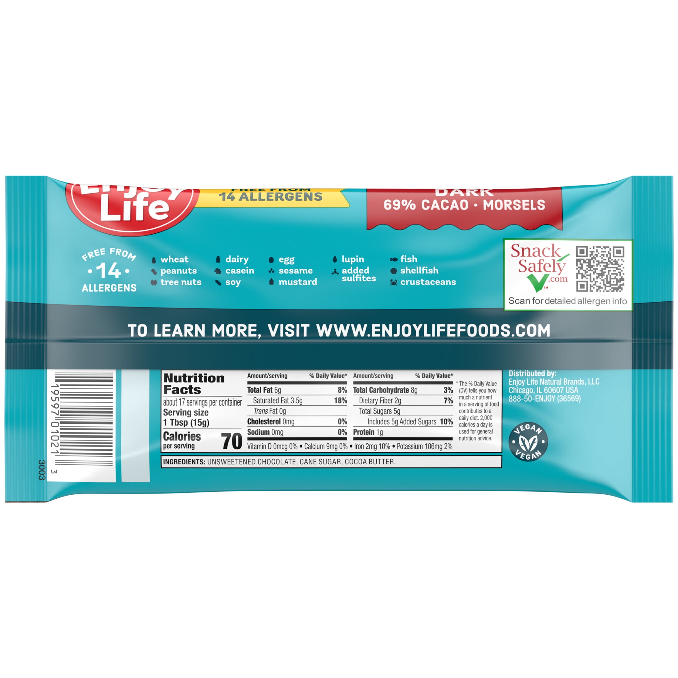 Enjoy Life Allergy Friendly, Dairy Free Dark Chocolate Morsels, Baking Chocolate, 9 oz