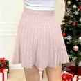 thumbnail image 4 of Ediodpoh Womens Skirts High Waist Knit Pleated A Line Midi Skirt with Stretch Comfort Elastic Waistband for Fall Winter Mini Skirts for Women Pink One Size, 4 of 5