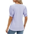 thumbnail image 3 of ALLLIST Going Out Tops for Women Purple Short Sleeve Solid Square Neckline Hollow T-Shirts Blouses for Women M, 3 of 4