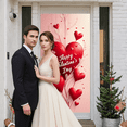 thumbnail image 6 of Red Heart Valentine's Day Banner Romantic  Heart Backdrop Pink Background Gold Leaves Love Display for Valentine's Day Party Romantic Date Photo Shoot, 6 of 8