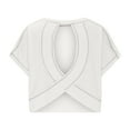 thumbnail image 3 of Summer Open Back Tops For Women Criss Cross Cut Out Tee Backless Croped Short Sleeve Shirts Round Neck T Shirt Comfort Casual T-Shirt Workout Sport Yoga Blouses, 3 of 6