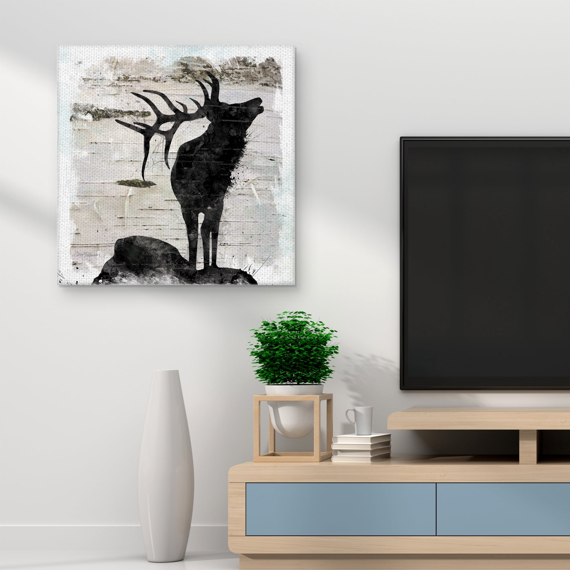Masterpiece Art Gallery Birchbark Elk By Carol Robinson Canvas Art Print 30" x 30"