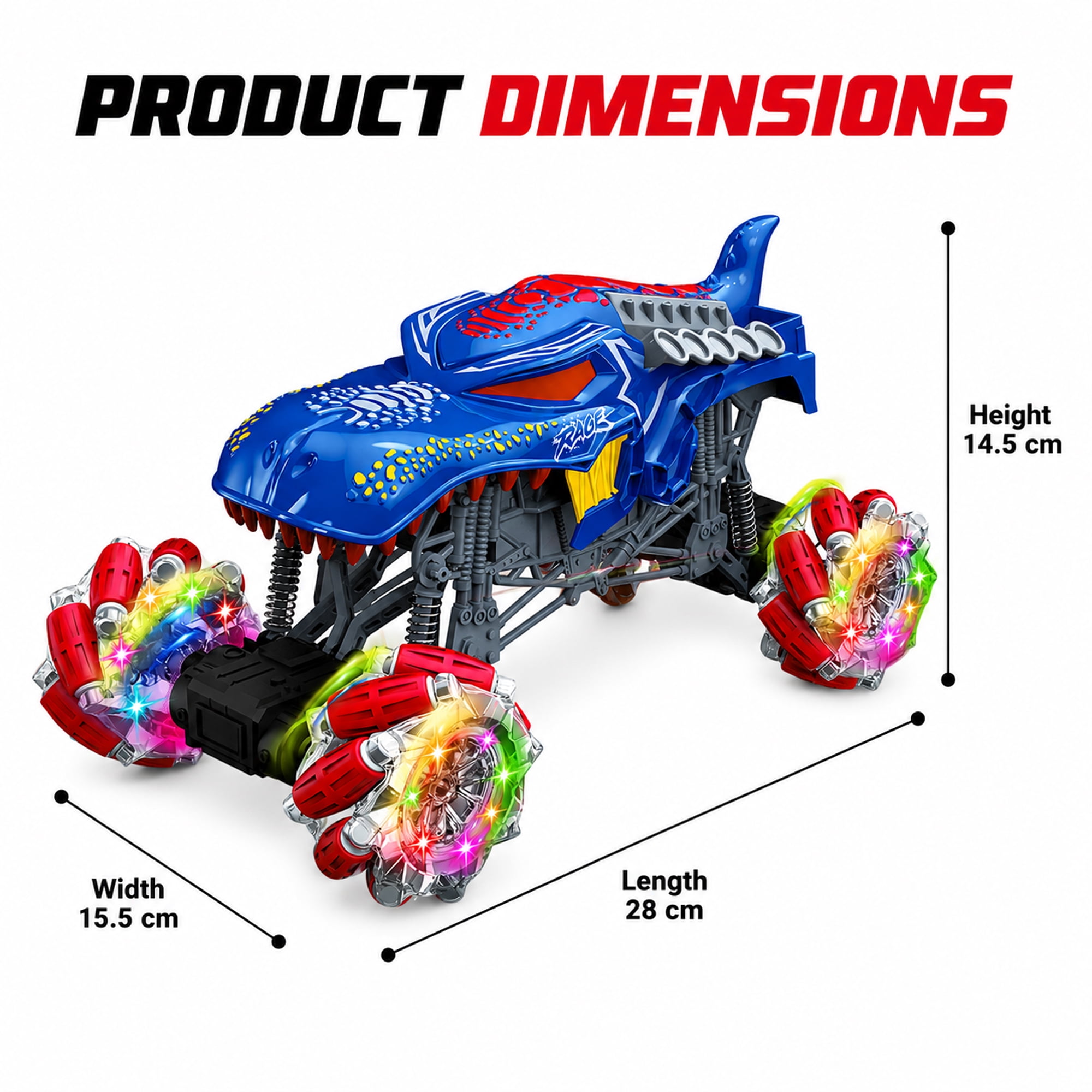 Remote Control Stunt Car for Kids, 1:16 4WD RC Monster Truck with 360° Spin, Sideways Drift, Omnidirectional Wheels, Blue