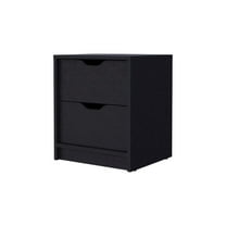 FM FURNITURE Dillon 2-Drawer Modern Engineered Wood Nightstand in Black