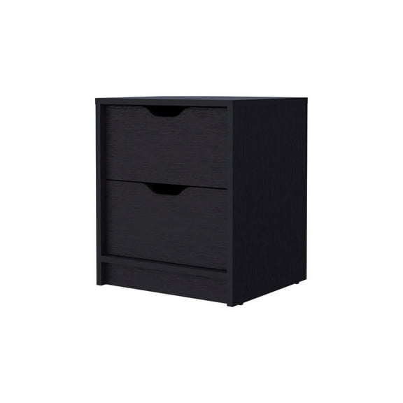 FM FURNITURE Dillon 2-Drawer Modern Engineered Wood Nightstand in Black