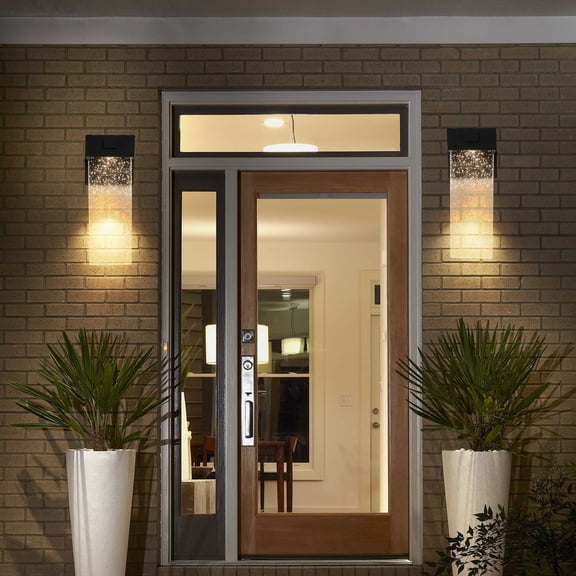 Jopath 2-Pack Outdoor Wall Light Fixture, Weatherproof LED Wall Sconce with Bubble Crystal and Light Sensor for Porch, Patio, and Garden