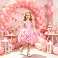 thumbnail image 2 of Bobifish Toddler Girls Party Dress Glitter Sequin Sweetheart Neck Ruffles Pleated Cake Dress Children EventsGirls Dress, 2 of 5