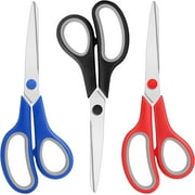8-Inch Scissors Bulk Pack of 3, Ultra Sharp Blade Shears, Comfort-Grip Handles, Sturdy Sharp Scissors for Office Home School Sewing Fabric Craft Supplies, Right/Left Handed