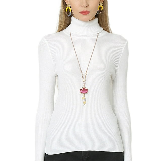 Bellella Tricot pour Femmes Col Haut Chandail de Travail Blanc P
