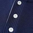 thumbnail image 6 of MOJOGO Quarter Button Up Shirts for Men Lightweight Long Sleeve Pullover Tops Loose Loungewear Top Classic Outfits Navy 3XL, 6 of 9