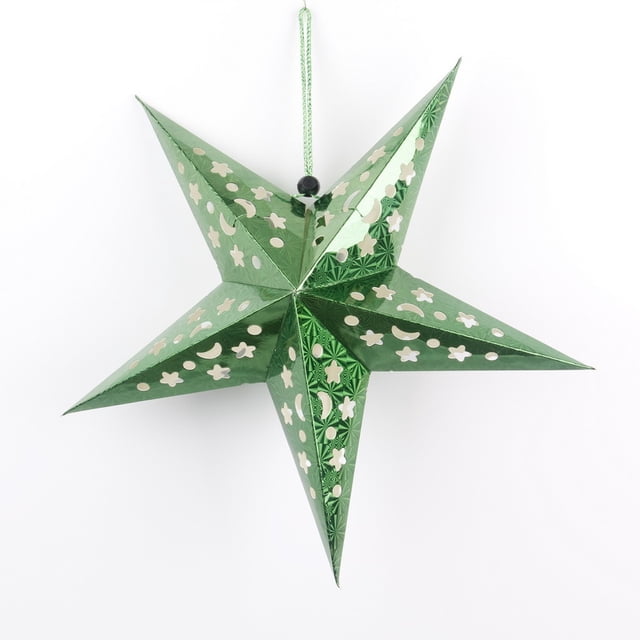 Decoraciones navideñas láser hueco estrella de cinco puntas festival cumpleaños centro comercial escena diseño estrella tridimensional colgante