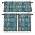 thumbnail image 2 of Kitchen Window Curtains Valance and Tier Set, Summer Ocean Palm Tree Carb Rod Pocket Tier Curtain Valance Set, Conch Shell Retro Blue Plaid Light Filtering Cafe Curtains for Bedroom Living Room, 2 of 9