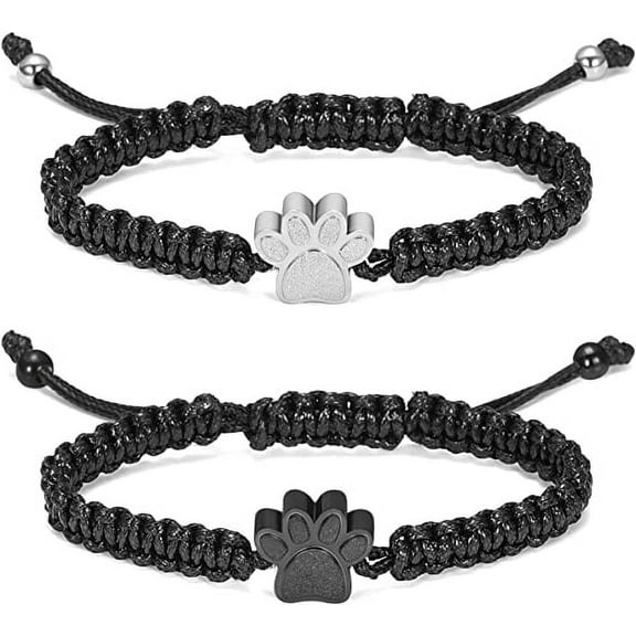 Dog /Cat Paw Print Cremation Jewelry for Ashes Cremation Jewelry Urn Bracelet for Ashes Adjustable / Stainless Steel Memorial Keepsake Bangle Bracelet for Women Men