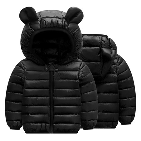 

DENGDENG Infant Baby Toddler Padded Long Sleeve Zip Up Coat Ears Hooded Jacket Winter Warm Clothes 6M-3Y