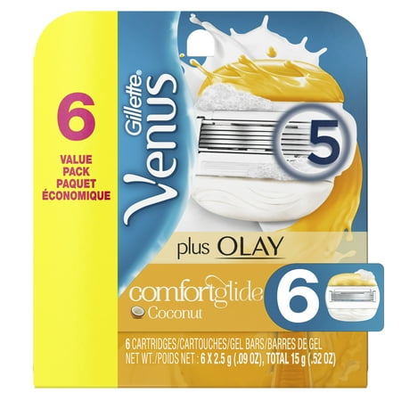 Gillette Venus ComfortGlide Olay Coconut Razor Blade Refills, 6 ct