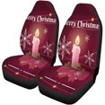 thumbnail image 2 of RYLABLUE Set of 2 Car Seat Covers Cartoon Colorful on Red Garland Christmas Tree and Snowflakes Universal Auto Front Seats Protector Fits for Car,SUV Sedan,Truck, 2 of 5