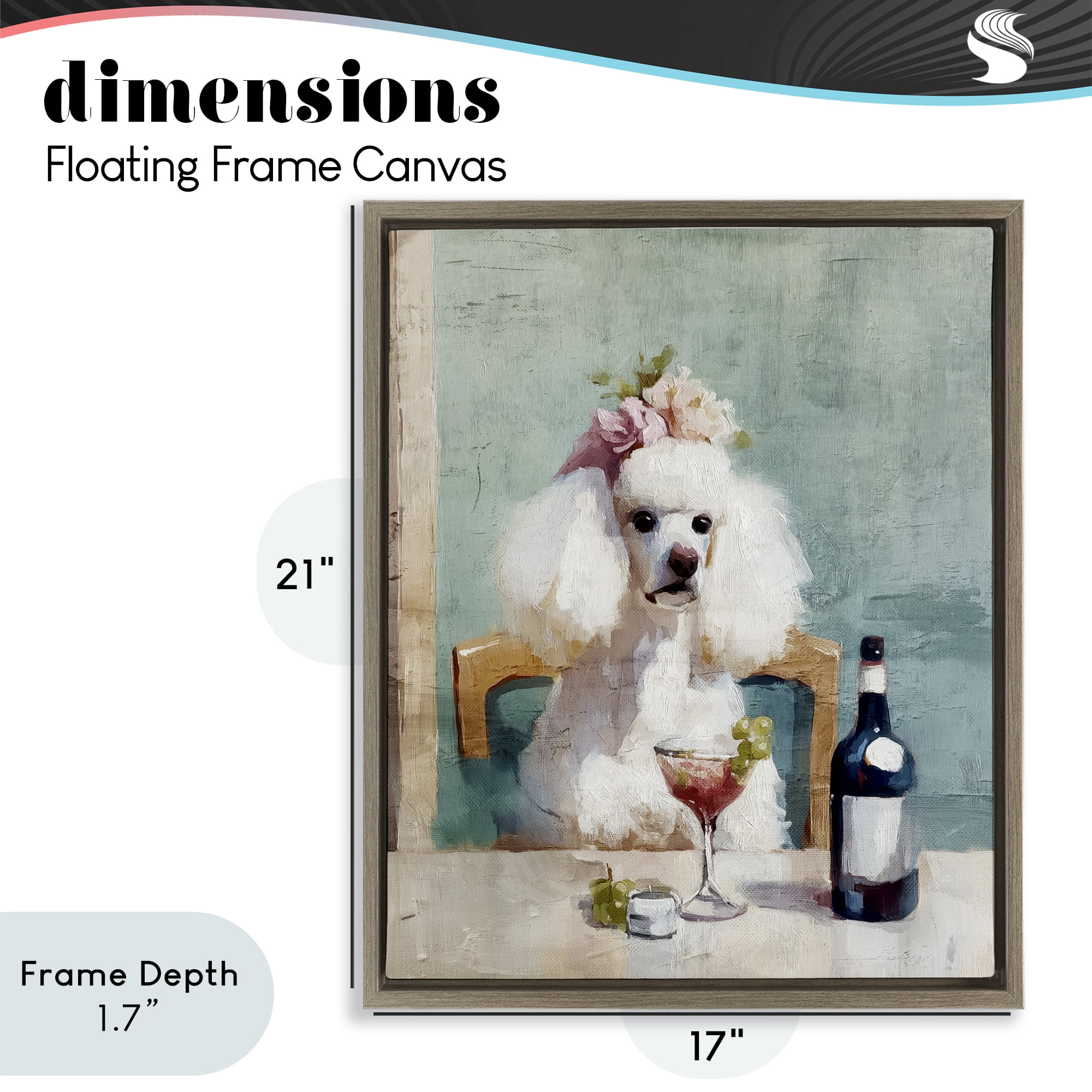 Stupell Industries Poodle At Lunch Brown Framed Floater Canvas Wall Art, design by Annabelle Hall