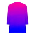 thumbnail image 4 of Penkiiy Half Zipper Shirts for Women Gradient Printed V Neck Shirt Rollable 3/4 Sleeve Tunic Tops Casual Trendy M Dark Blue, 4 of 5