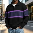 thumbnail image 5 of Horkkom Button Down Shirt Men Collared Striped Knit Shirt Breathable Long Sleeve Casual Color Block Shirts M, 5 of 6