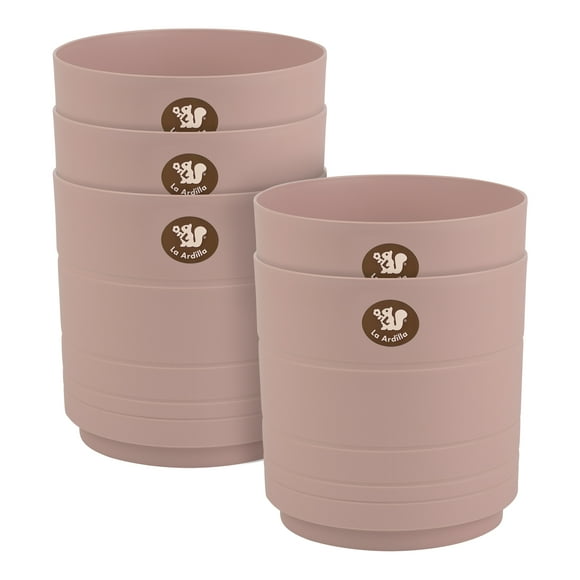 Set 5 Macetas Amalfi Redondas D15.3cm Con Rejilla Interna (Rosa Satin)