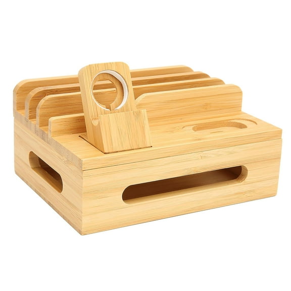 Bamboo Multi Devices Charging Station Charging Dock Stand Rack for Phone Tablet Watch