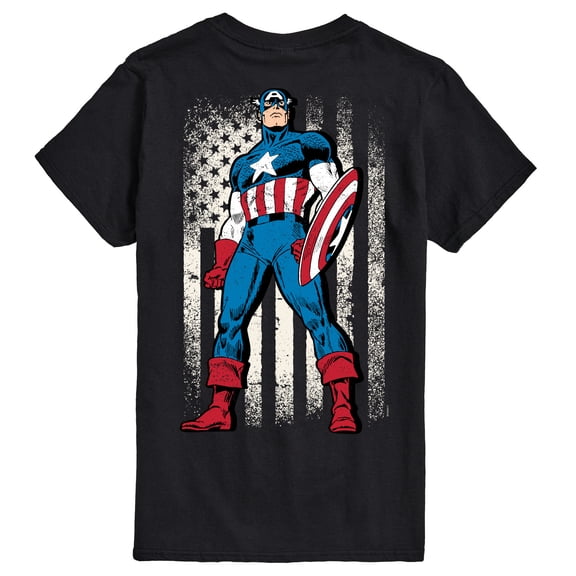 Marvel Captain America - Retro Distressed Flag Pose - Men's Short Sleeve Graphic Tee