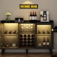 thumbnail image 5 of ZzistarWine Bar Cabinet with LED Light, Home Coffee Cabinet with Wine Rack and Glass Holder, Freestanding Liquor Cabinet for Living Room, Dining Room, 5 of 7