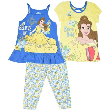 - Beauty & the Beast Toddler Girl Puff Sleeve T-Shirt, Tank Top & Leggings, 3pc Outfit Set