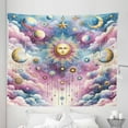 thumbnail image 2 of Ambesonne Celestial Tapestry King Size, Crescent Sun and Clouds, 104"x88", Blue Mustard Pale Purple, 2 of 3